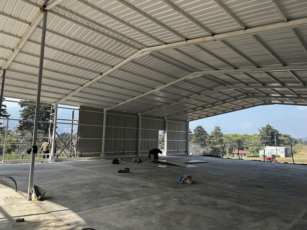 Metal roof framework inside Hangar C1